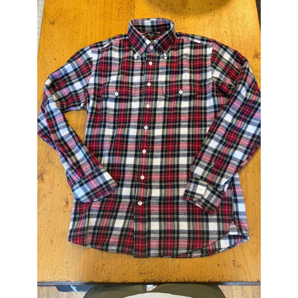 Spier & Mackay Slim 15 Red Plaid Flannel Button Down Cotton Shirt Mens